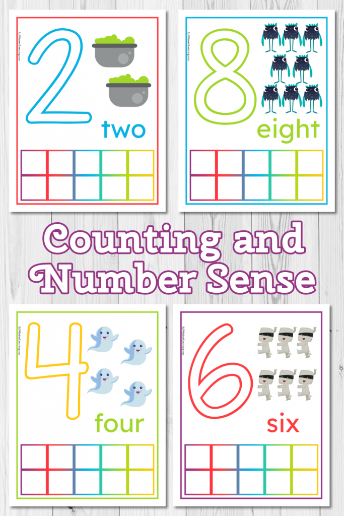 You can see four of the playdough mats illustrated here, along with counting and number sense.
